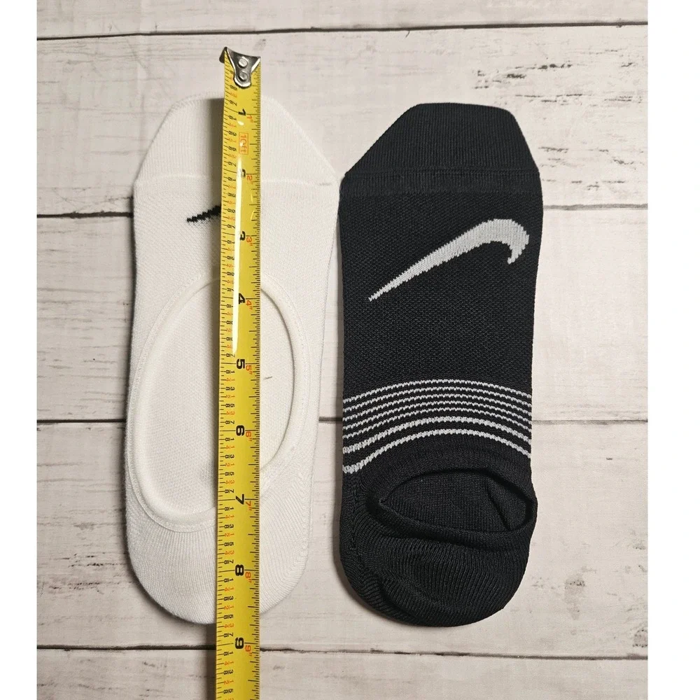 Nike Womens Everyday Lightweight No Show Socks 3 Pair Set Black White Large‎ L
